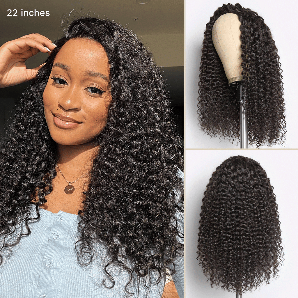 Halo Hair Style Too Easy Texture Half Wig 180% Density Fluffy Curly Glueless Flexi-Fit Drawstring Water Wave Wig