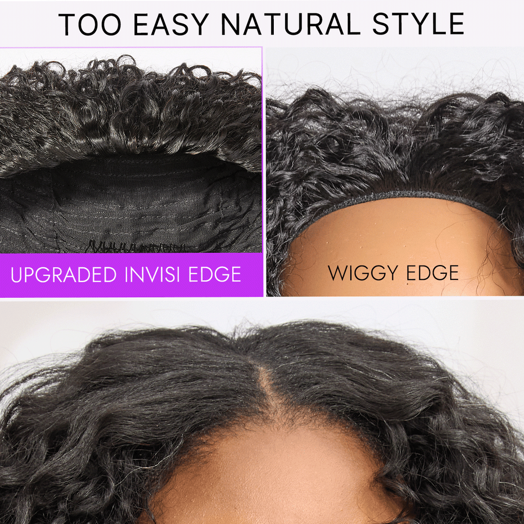 Halo Hair Style Too Easy Texture Half Wig 180% Density Fluffy Curly Glueless Flexi-Fit Drawstring Water Wave Wig