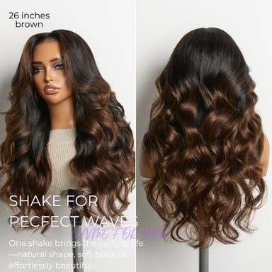 NatureMAX 200% Density Ombre Brown / Natural Black Loose Wave Glueless 13x6 / 13x4 HD Lace Front Wig Human Hair Pre-Cut Lace Flexi-Fit Drawstring Cap