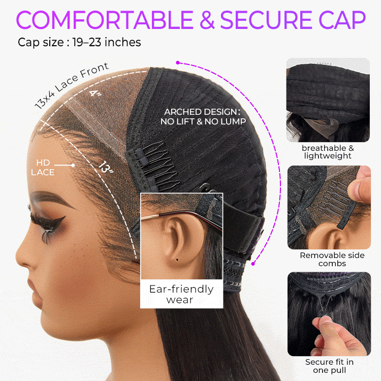 NatureMAX 200% Density Ombre Brown / Natural Black Loose Wave Glueless 13x6 / 13x4 HD Lace Front Wig Human Hair Pre-Cut Lace Flexi-Fit Drawstring Cap