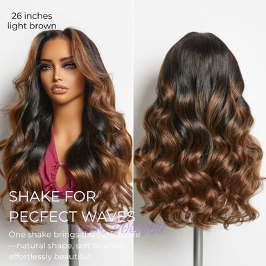 Tiktok Exclusive Deal | NatureMAX 200% Density Ombre Brown / Natural Black Loose Wave Glueless 13x6 / 13x4 HD Lace Front Wig Pre-Cut Lace Flexi-Fit Drawstring Cap