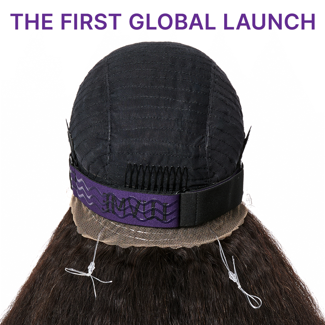 22 Inches | MyOwn-Fit 360 HD Lace Kinky Straight Wig Flexi-Fit Invisi Drawstring Cap & Pre-Cut Lace
