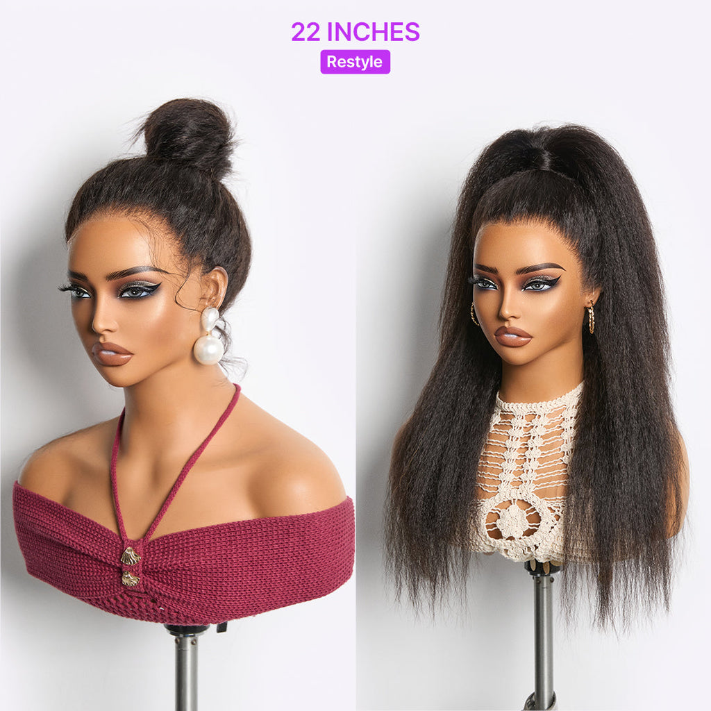 MyOwn-Fit 360 HD Lace Kinky Straight Wig Flexi-Fit Invisi Drawstring Cap & Pre-Cut Lace