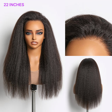 22 Inches | MyOwn-Fit 360 HD Lace Kinky Straight Wig Flexi-Fit Invisi Drawstring Cap & Pre-Cut Lace