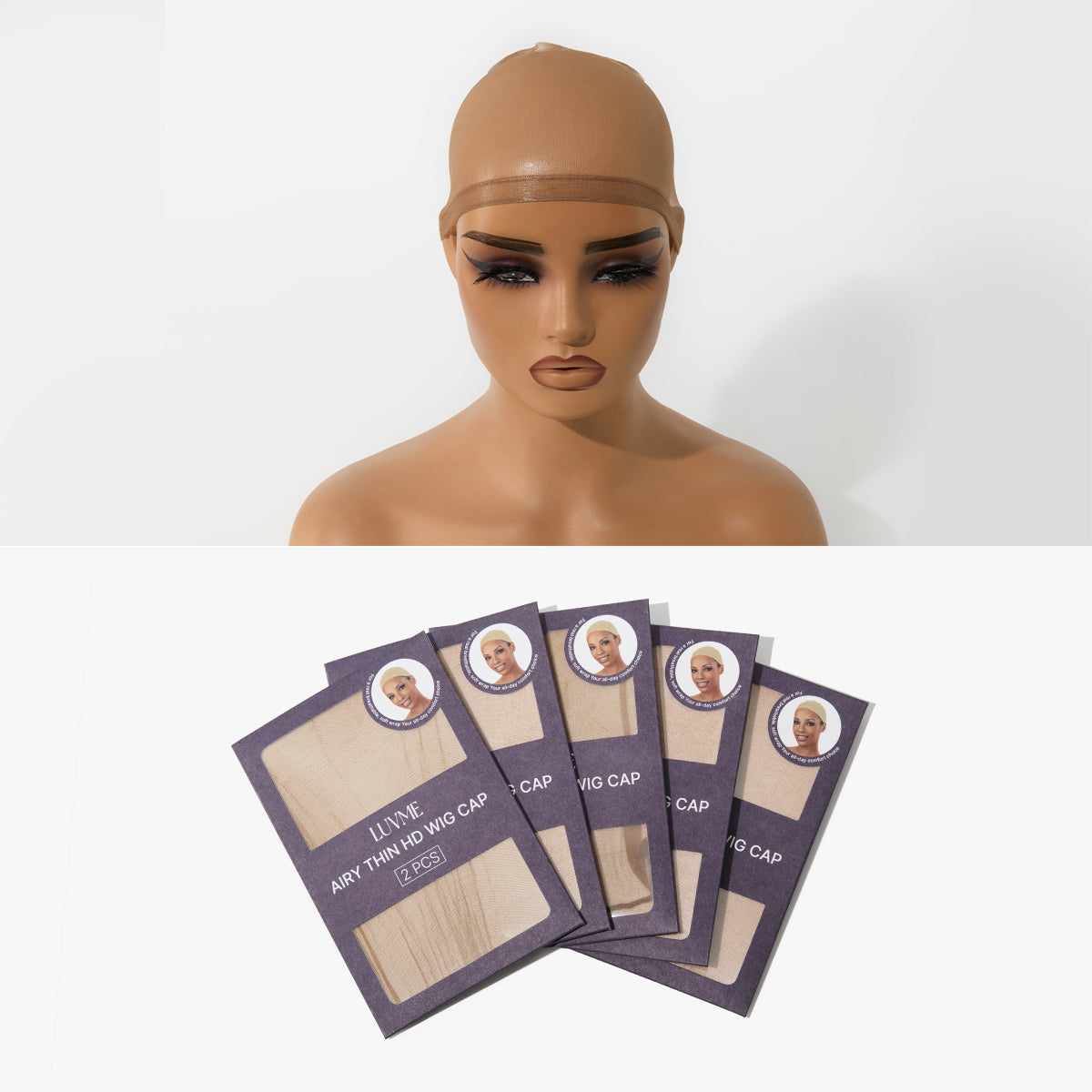 Halo Hair Style Wig Cap Set, 5 Packs (10 pcs, Dark Brown) – Soft, Stretchy, Breathable Caps with Secure Fit for Lace Wigs