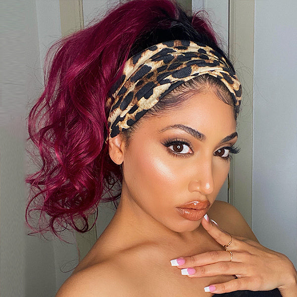 Put On & Go Glueless Sugar Plum Dark Root Headband Wig 100% Human Hair