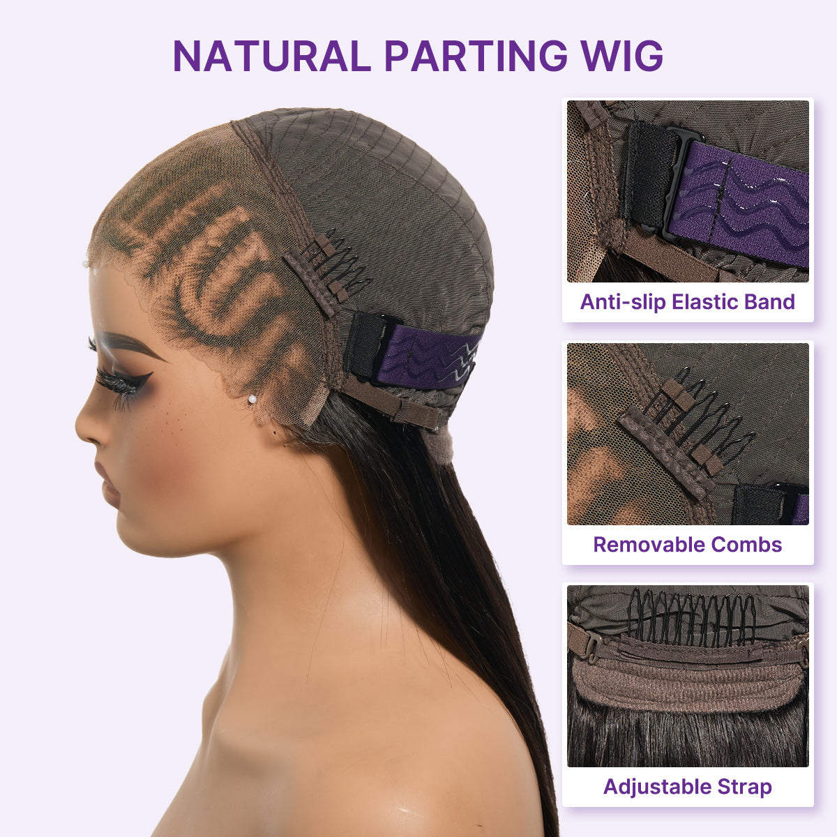 Readitress 180% Density Pre-Braided Silky Straight Human Hair Glueless Ear-to-Ear 13x4 Frontal Lace Wig Pre-Cut Lace