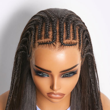 Readitress 180% Density Pre-Braided Silky Straight Human Hair Glueless Ear-to-Ear 13x4 Frontal Lace Wig Pre-Cut Lace