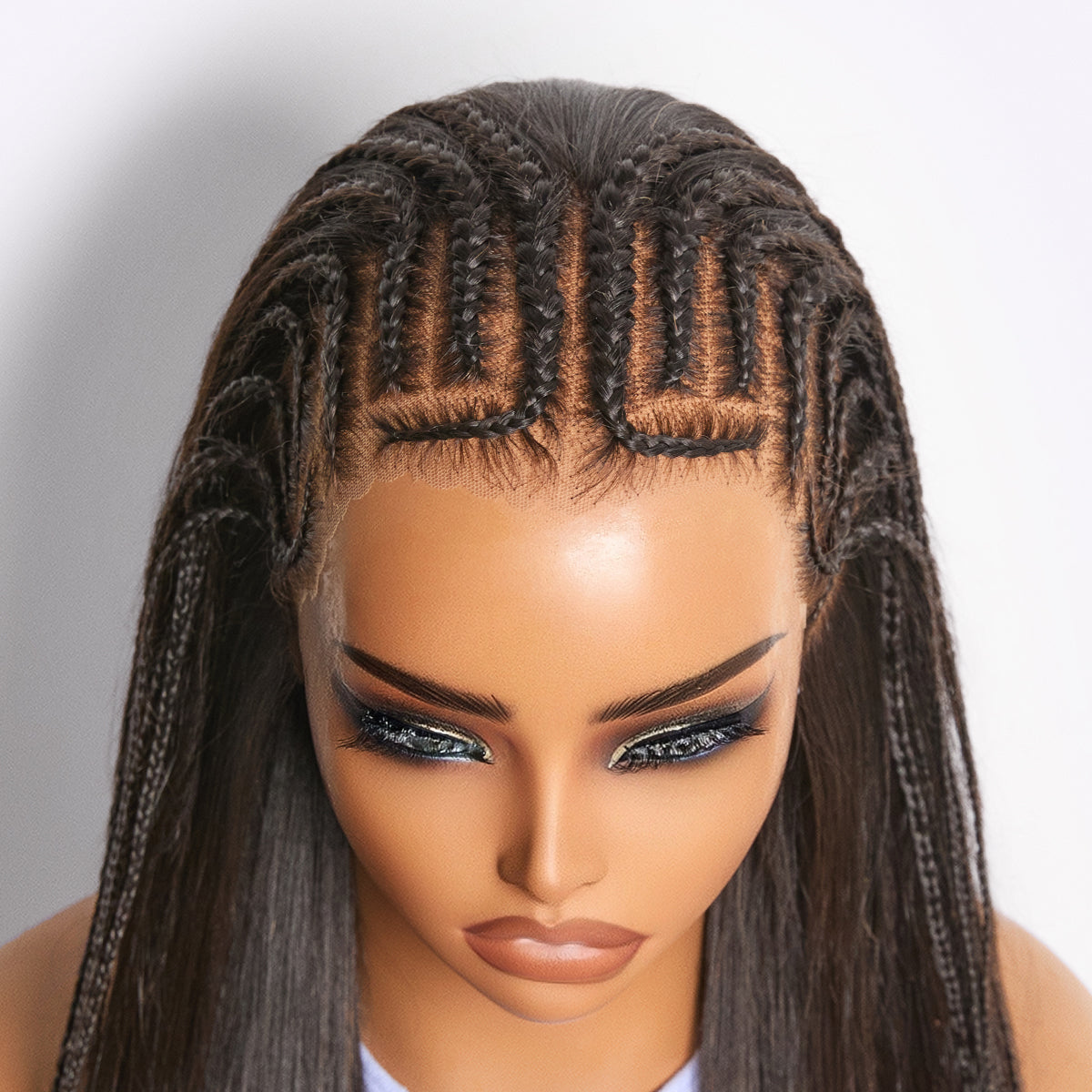 Readitress 180% Density Pre-Braided Silky Straight Human Hair Glueless Ear-to-Ear 13x4 Frontal Lace Wig Pre-Cut Lace
