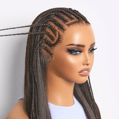 Readitress 180% Density Pre-Braided Silky Straight Human Hair Glueless Ear-to-Ear 13x4 Frontal Lace Wig Pre-Cut Lace