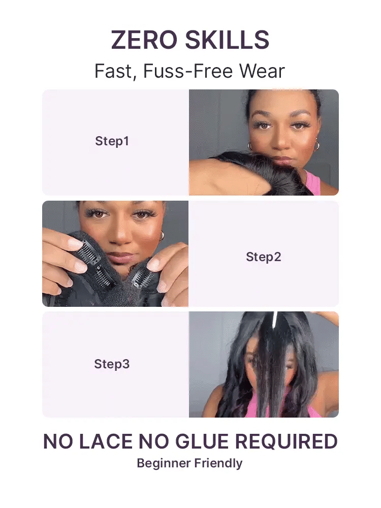 True Scalp Yaki Straight V Part Glueless Human Hair Wig Flexi-Fit Drawstring-15