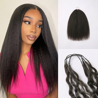 Readitress Pre-Separated Feather Crochet Human Hair Extensions Kinky Straight Protective Style with Free Gifts - US Only