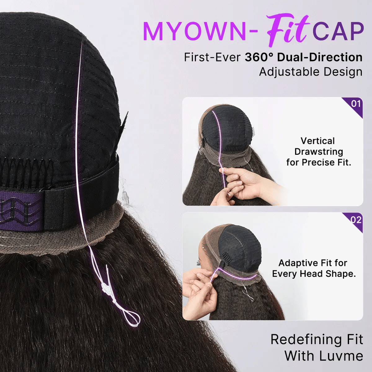 MyOwn-Fit 360 HD Lace Free Parting Water Wave Wig Flexi-Fit Invisi Drawstring Cap & Pre-Cut Lace