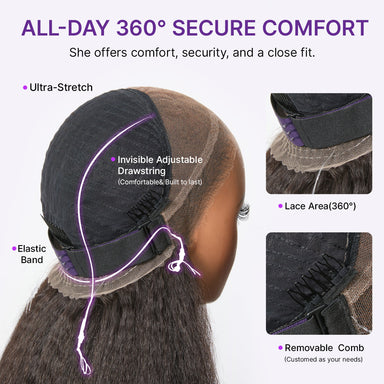MyOwn-Fit 360 HD Lace Free Parting Water Wave Wig Flexi-Fit Invisi Drawstring Cap & Pre-Cut Lace
