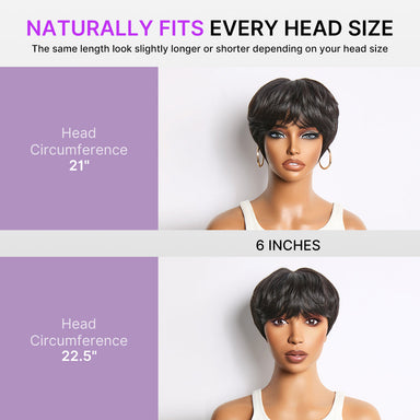 Throw On & Go Natural Black Pixie Cut with Bangs Glueless Minimalist Lace Wig