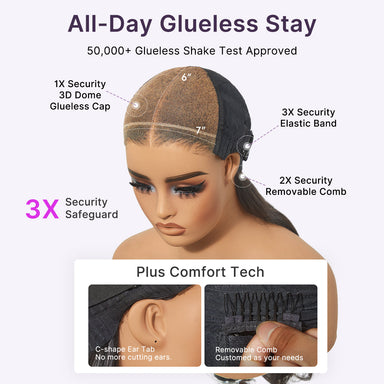 Halo Hair Style All-Day Comfort Wig Ombre Brown Silky Blunt Cut Bob Glueless 7x6 Closure HD Lace Wig Pre-Cut Lace