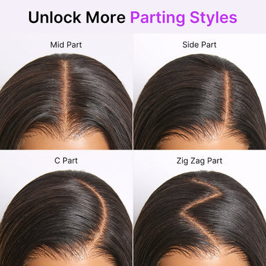 Halo Hair Style All-Day Comfort Wig Ombre Brown Silky Blunt Cut Bob Glueless 7x6 Closure HD Lace Wig Pre-Cut Lace