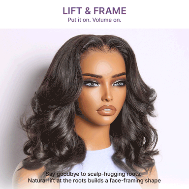 Halo Hair Style All-Day Curl Hold Premier Grade Hair Shoulder Length Body Wave CuticleAlign PartingMax Glueless 7x6 HD Lace Wig Pre-Cut Lace
