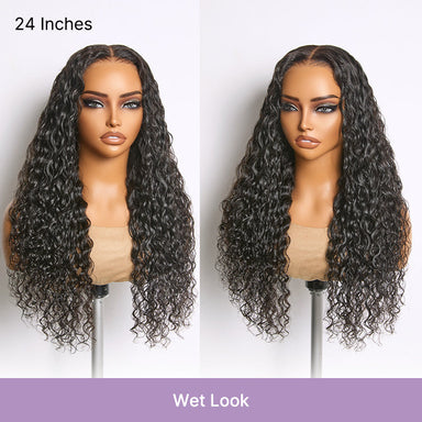 Halo Hair Style All-Day Comfort Wig 180% Density Soft & Full Water Wave Glueless 7x6 Closure HD Lace Human Hair Wig Pre-Cut Lace