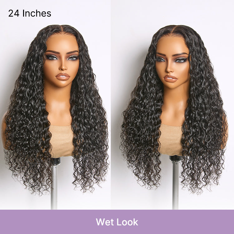 Halo Hair Style All-Day Comfort Wig 180% Density Soft & Full Water Wave Glueless 7x6 Closure HD Lace Human Hair Wig Pre-Cut Lace