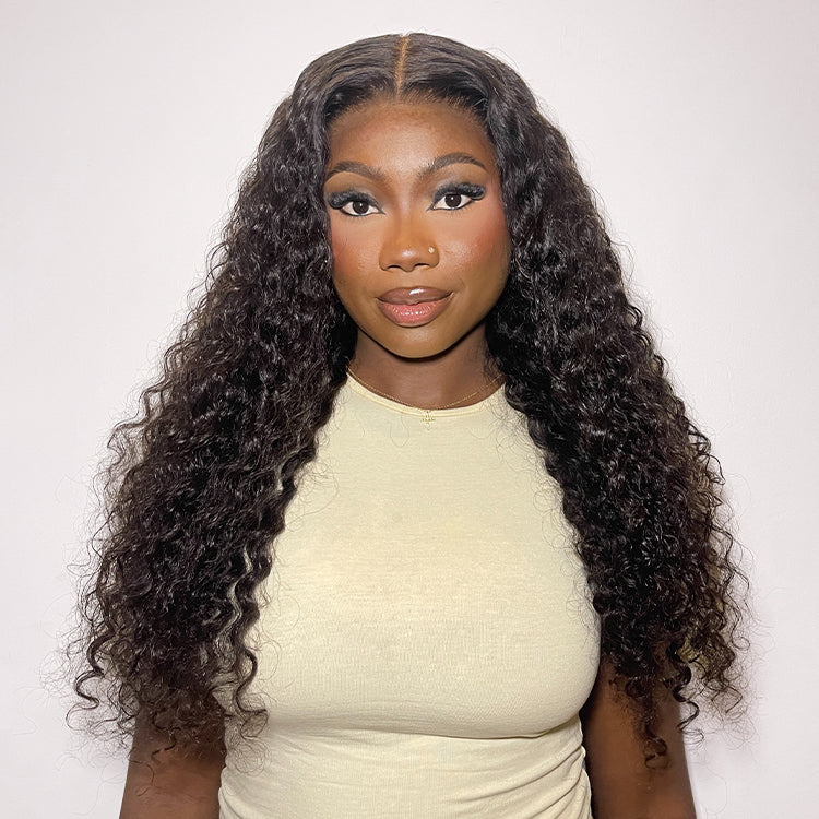 Halo Hair Style All-Day Comfort Wig 180% Density Soft & Full Water Wave Glueless 7x6 Closure HD Lace Human Hair Wig Pre-Cut Lace