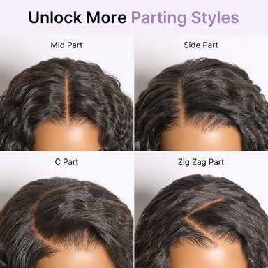 Halo Hair Style All-Day Comfort Wig 180% Density Soft & Full Water Wave Glueless 7x6 Closure HD Lace Human Hair Wig Pre-Cut Lace