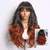Ombre Reddish Brown Loose Wave Glueless 5x5 Closure Lace Wig with Bangs Pre-Cut Lace