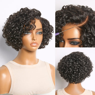 Halo Hair Style Hair-New Customers Only | Water Wave Pixie Cut Water Wave Glueless Minimalist HD Lace Short Curly Wig
