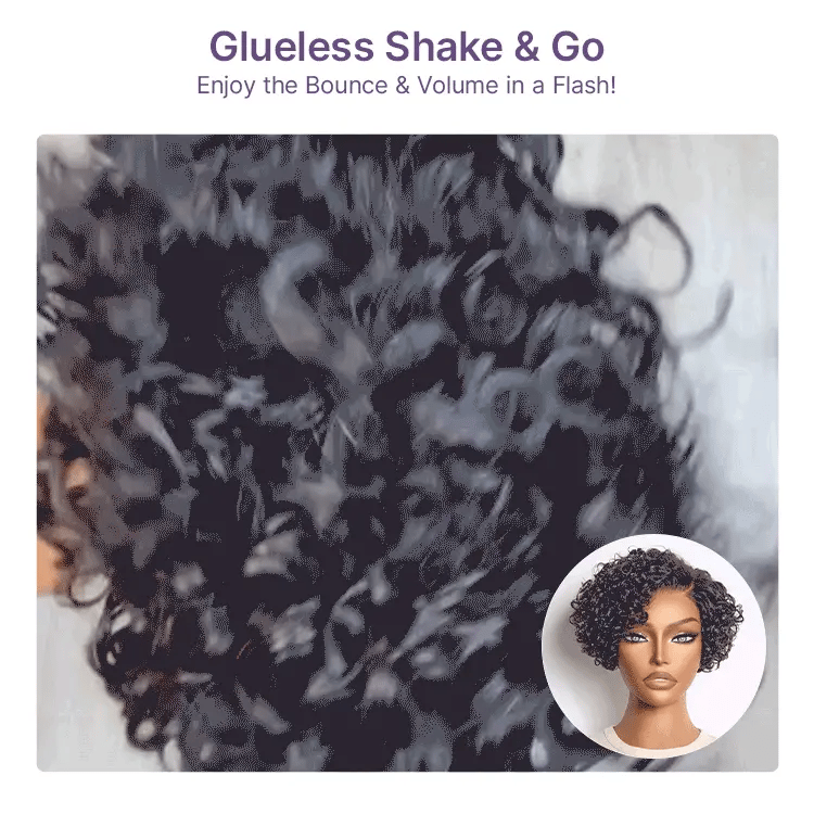 Halo Hair Style Hair-New Customers Only | Water Wave Pixie Cut Water Wave Glueless Minimalist HD Lace Short Curly Wig