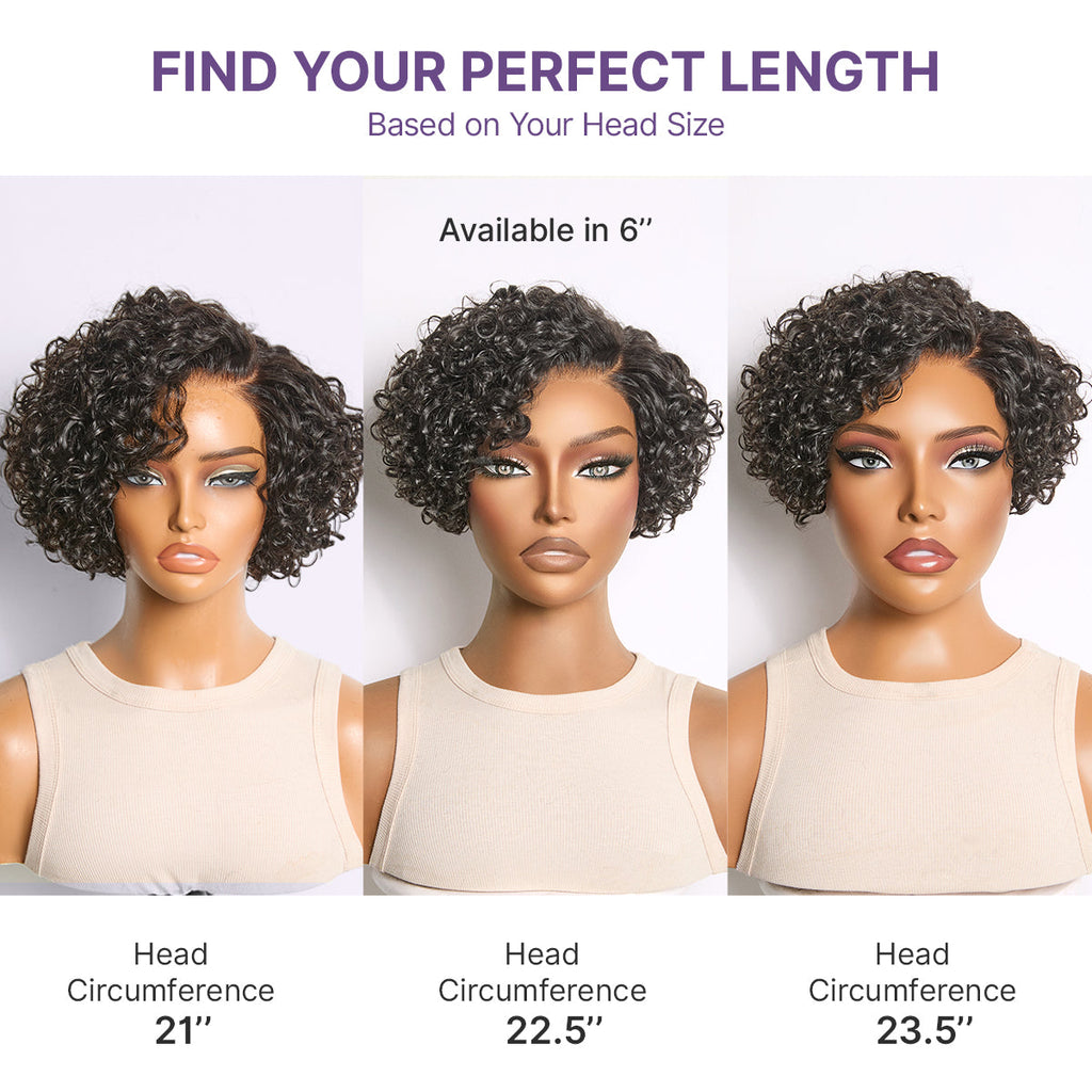 Halo Hair Style Hair-New Customers Only | Water Wave Pixie Cut Water Wave Glueless Minimalist HD Lace Short Curly Wig