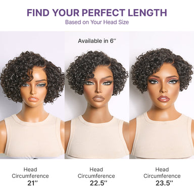 New Customers Only | Water Wave Pixie Cut Water Wave Glueless Minimalist HD Lace Short Curly Wig