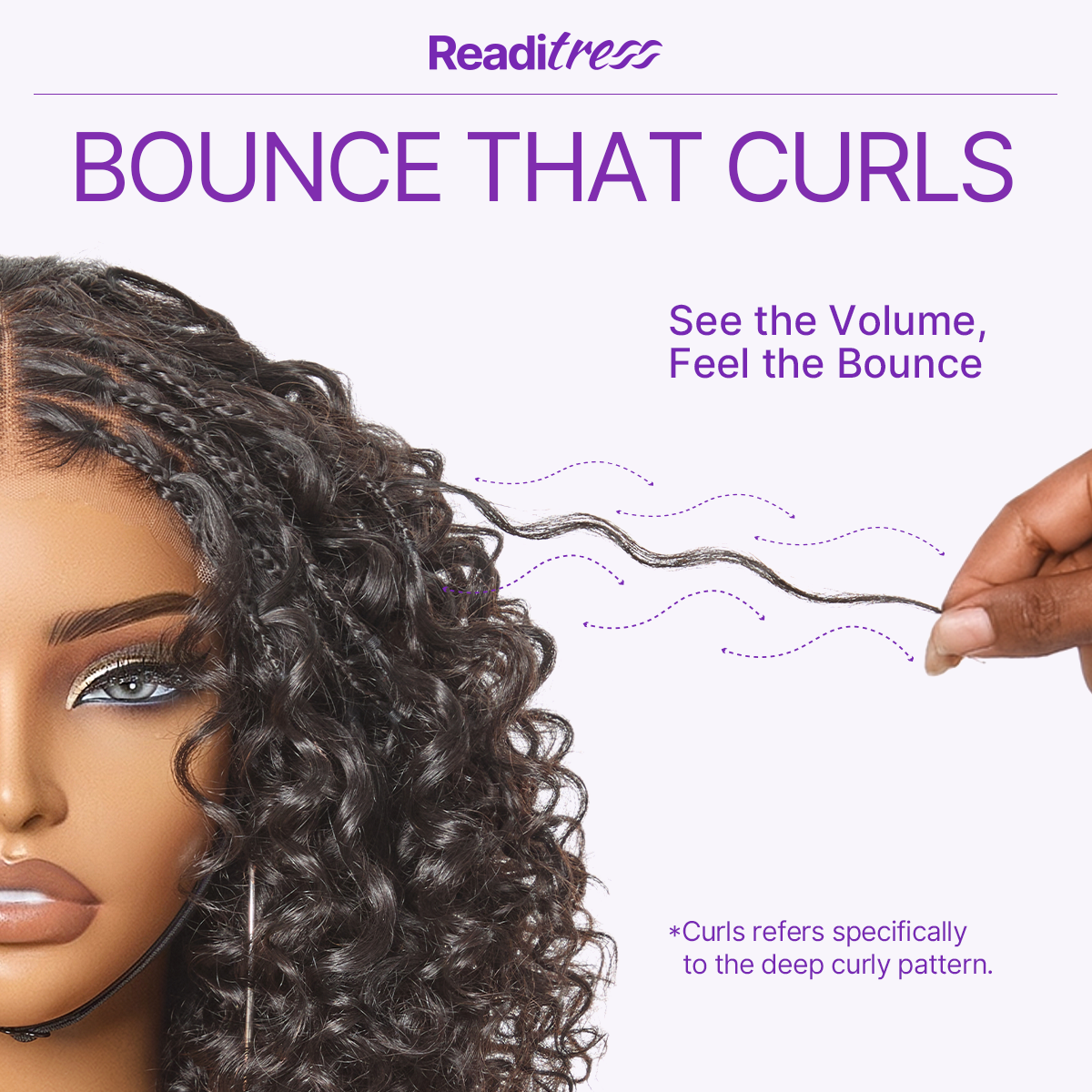 Readitress Boho Braids Deep Curly Glueless 5x5 Closure Lace with Braided Top Human Hair Wig Pre-Cut Lace