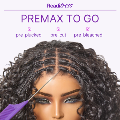 Readitress Boho Braids Deep Curly Glueless 5x5 Closure Lace with Braided Top Human Hair Wig Pre-Cut Lace