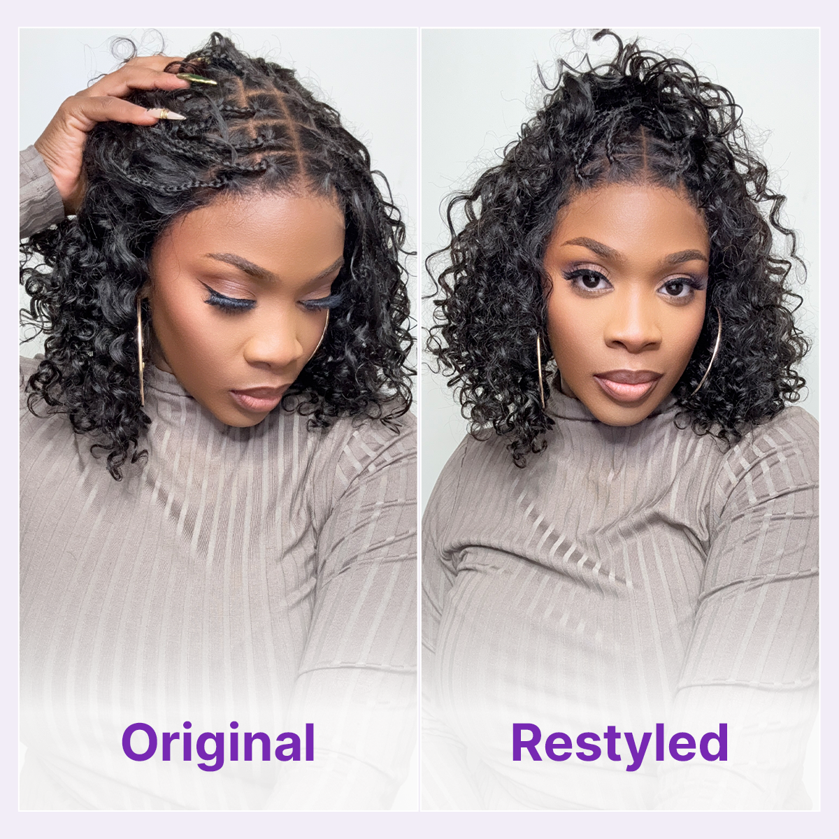 Readitress Boho Braids Deep Curly Glueless 5x5 Closure Lace with Braided Top Human Hair Wig Pre-Cut Lace