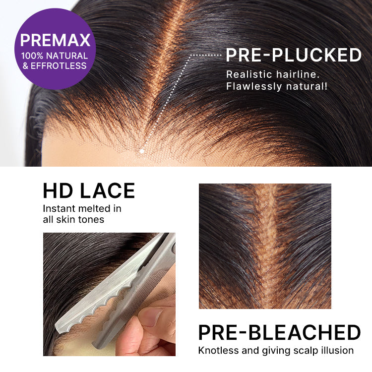 New Customers Only | Halo Hair Style All-Day Comfort Wig 180% Density Blonde Highlight Butterfly Cut Layered Light Yaki Straight Glueless 7x6 Closure HD Lace Wig Pre-Cut Lace