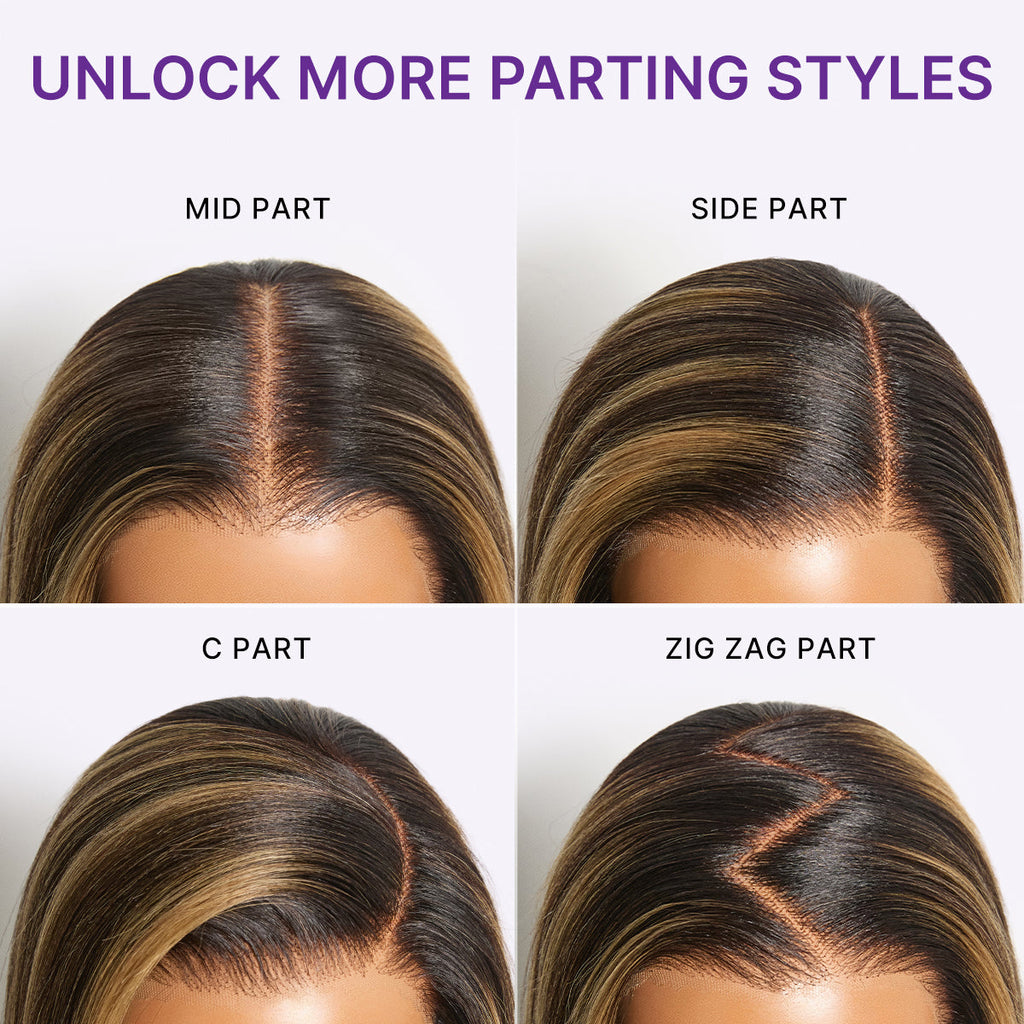 New Customers Only | Halo Hair Style All-Day Comfort Wig 180% Density Blonde Highlight Butterfly Cut Layered Light Yaki Straight Glueless 7x6 Closure HD Lace Wig Pre-Cut Lace