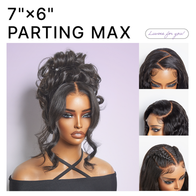 Halo Hair Style All-Day Comfort Wig PartingMax Glueless 7x6 Closure HD Lace Loose Body Wave Long Wig Pre-Cut Lace