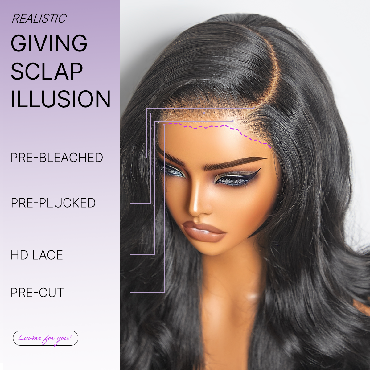 Halo Hair Style All-Day Comfort Wig PartingMax Glueless 7x6 Closure HD Lace Loose Body Wave Long Wig Pre-Cut Lace