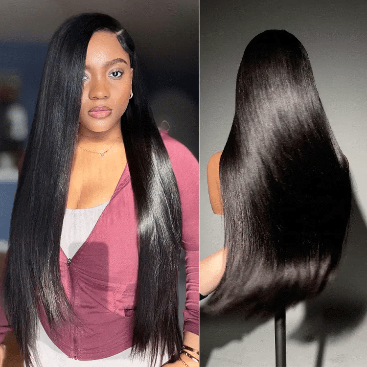 US Only | Halo Hair Style All-Day Comfort Wig 180% / 250% Density Bone Straight with Baby Hair PartingMax Glueless 7x6 Closure HD Lace Wig Pre-Cut Lace