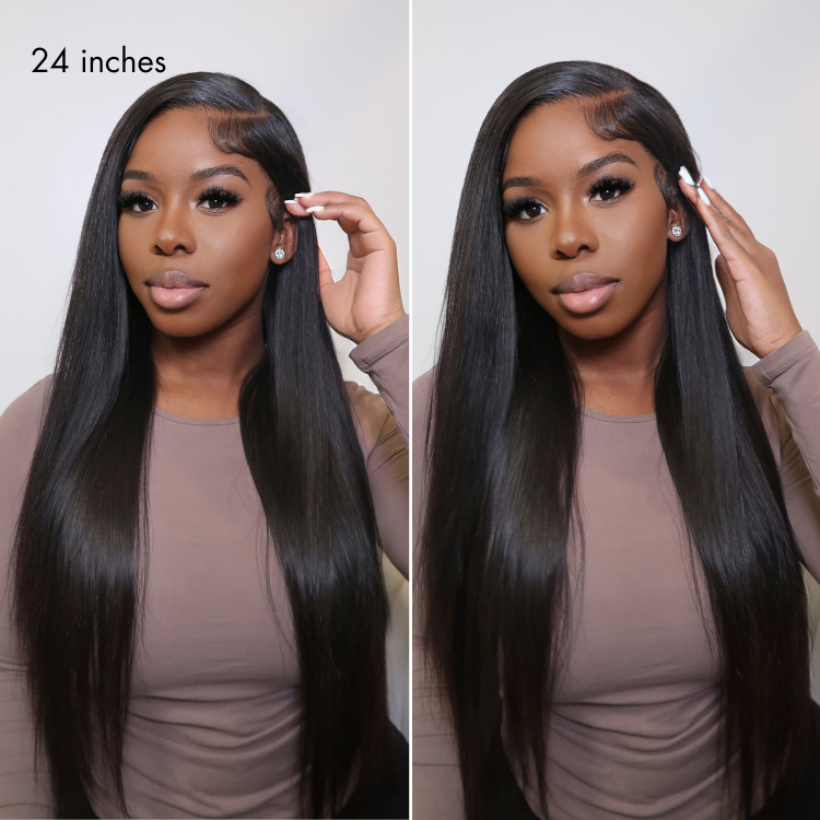 US Only | Halo Hair Style All-Day Comfort Wig 180% / 250% Density Bone Straight with Baby Hair PartingMax Glueless 7x6 Closure HD Lace Wig Pre-Cut Lace