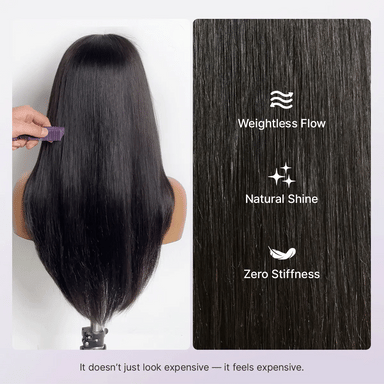PreMax Super Natural Hairline Face-Framing Layered Cut Silky Straight Glueless 13x4 Frontal Lace Wig Human Hair Pre-Cut Lace