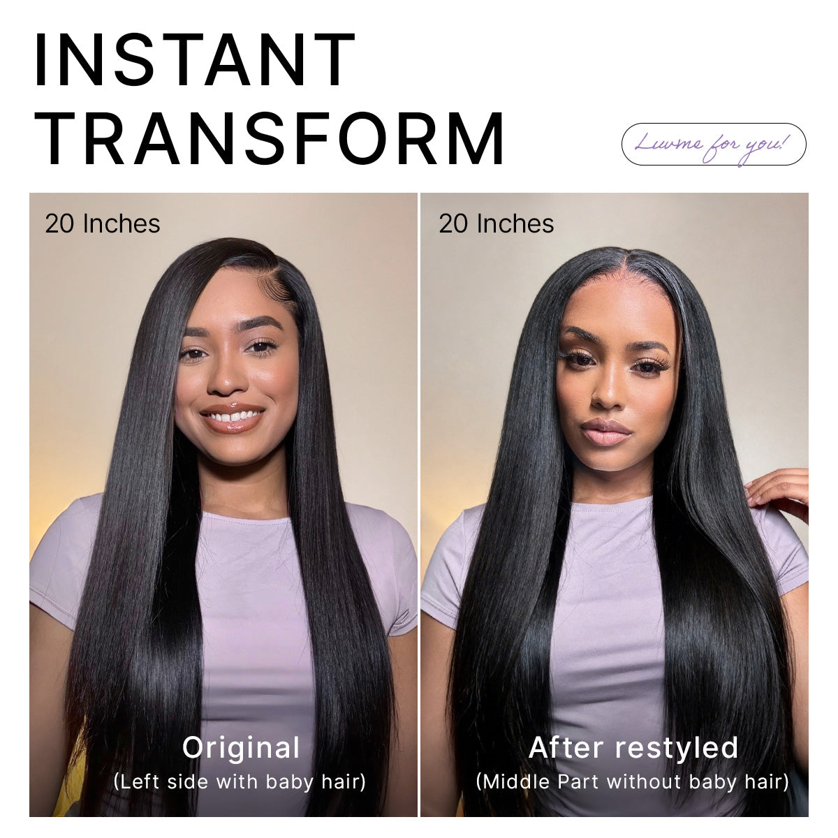US Only | Halo Hair Style All-Day Comfort Wig 180% / 250% Density Bone Straight with Baby Hair PartingMax Glueless 7x6 Closure HD Lace Wig Pre-Cut Lace