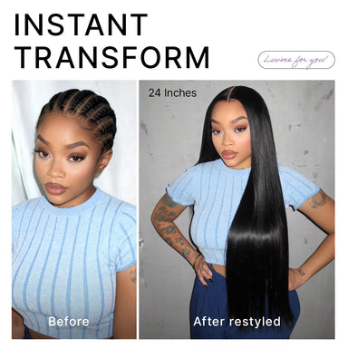 US Only | Halo Hair Style All-Day Comfort Wig 180% / 250% Density Bone Straight with Baby Hair PartingMax Glueless 7x6 Closure HD Lace Wig Pre-Cut Lace