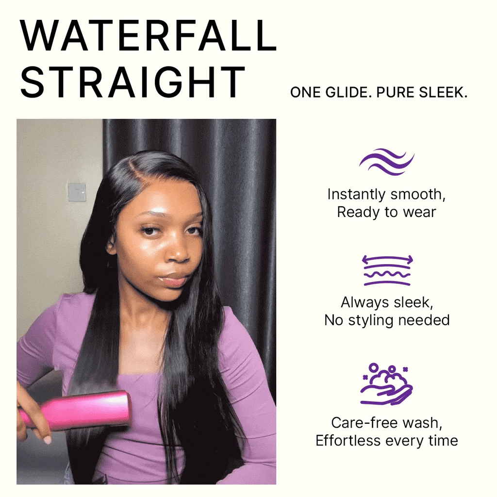 US Only | Halo Hair Style All-Day Comfort Wig 180% / 250% Density Bone Straight with Baby Hair PartingMax Glueless 7x6 Closure HD Lace Wig Pre-Cut Lace