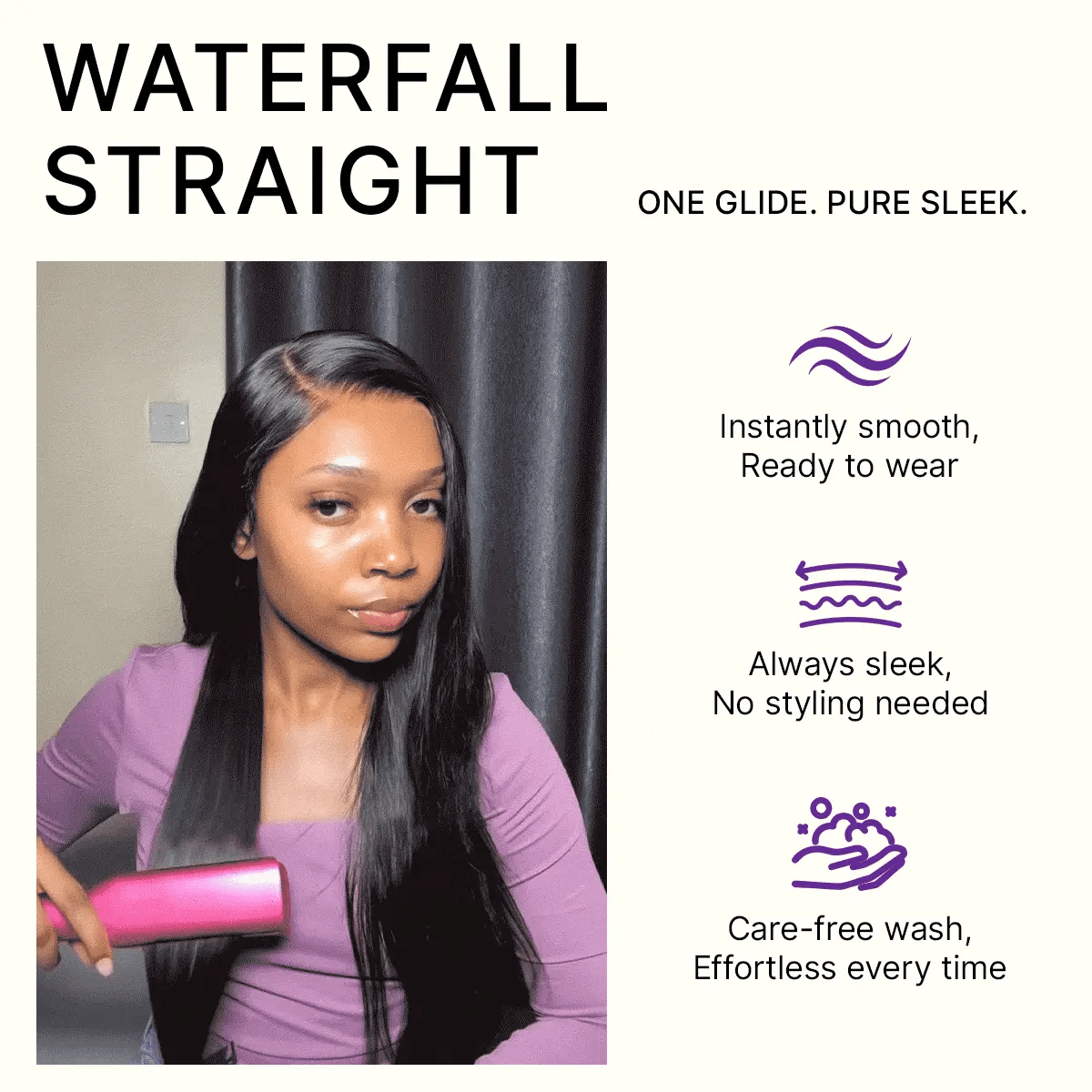 US Only | Halo Hair Style All-Day Comfort Wig 180% / 250% Density Bone Straight with Baby Hair PartingMax Glueless 7x6 Closure HD Lace Wig Pre-Cut Lace