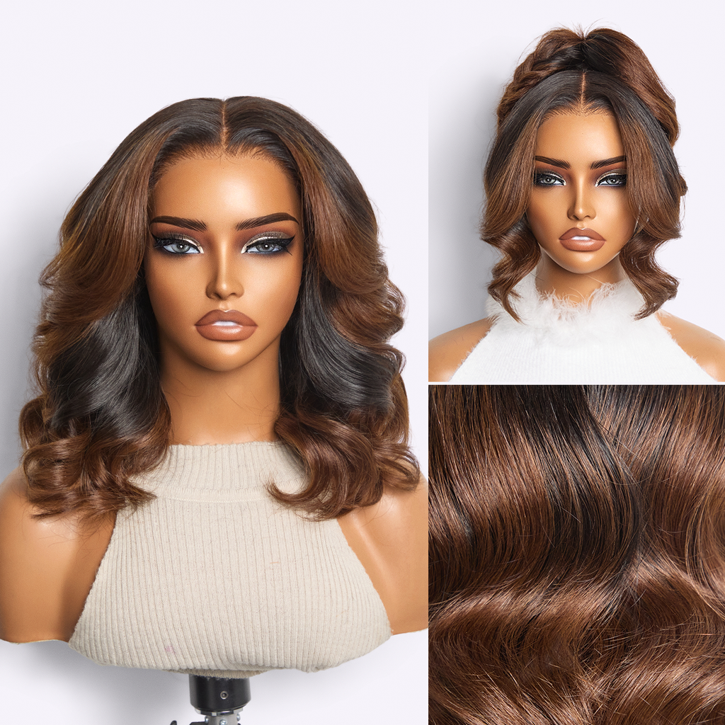 Melted Hair Natural Black Body Wave Wig Glueless 7x6 Closure Pre-Cut Lace Wig – Style 8986