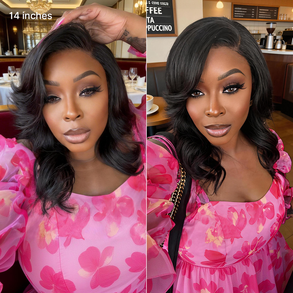Halo Hair Style Hair-Effortlessly Chic Butterfly Cut Layered Wavy Glueless HD Minimalist Lace Short Wig