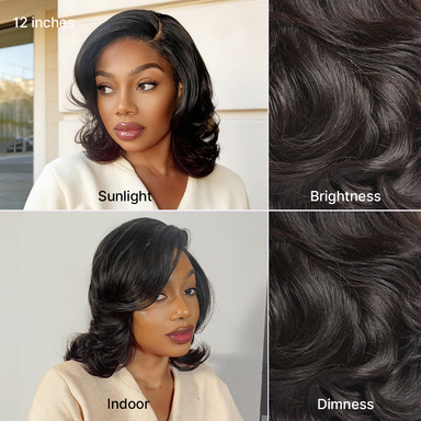 Halo Hair Style Hair-Effortlessly Chic Butterfly Cut Layered Wavy Glueless HD Minimalist Lace Short Wig