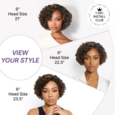 New Customers Only | Brown Highlight Water Wave Pixie Cut Glueless Minimalist HD Lace Short Curly Wig