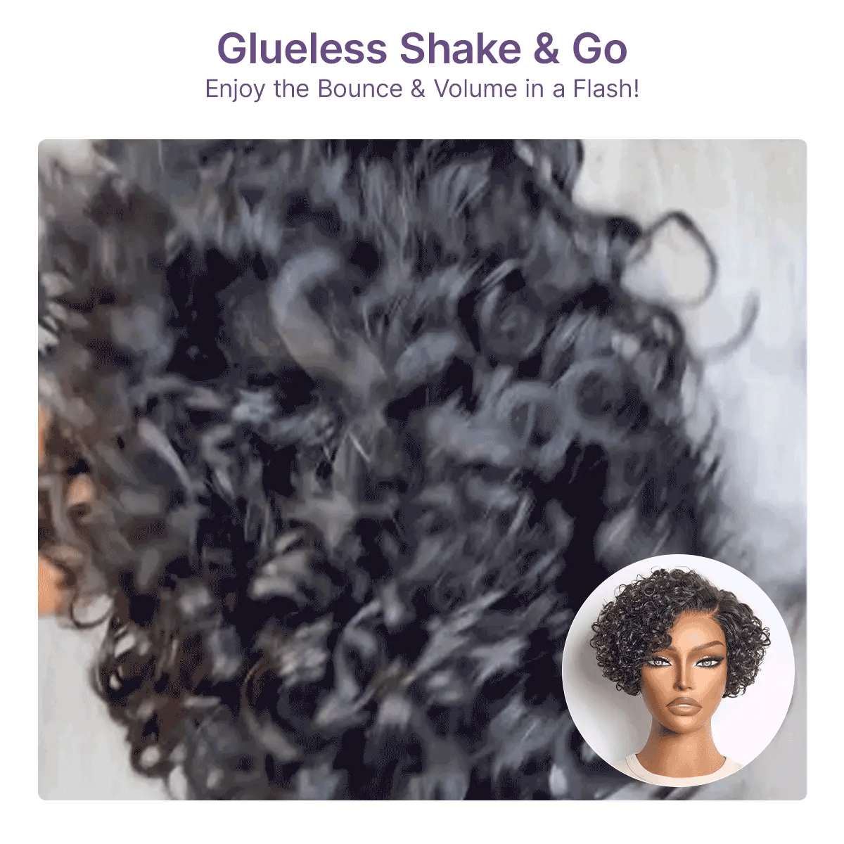 New Customers Only | Brown Highlight Water Wave Pixie Cut Glueless Minimalist HD Lace Short Curly Wig